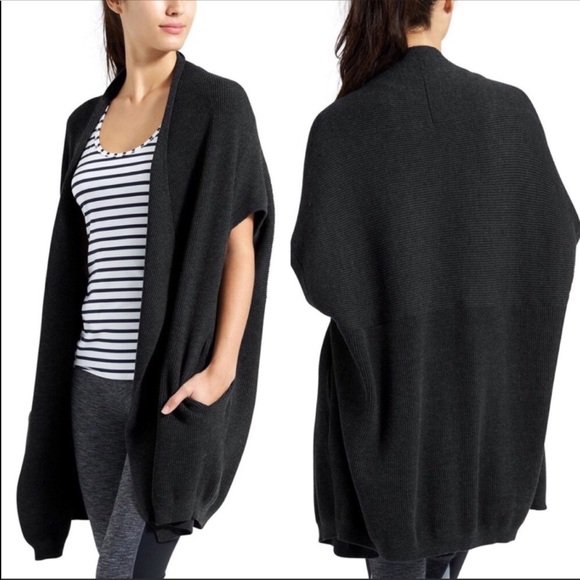 Athleta Sweaters - Athleta Restful Cocoon wrap open charcoal wrap